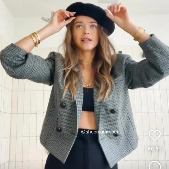 Veronica Beard Sybille Houndstooth Wool blend Cropped Jacket Blazer size 2 - Picture 15 of 16